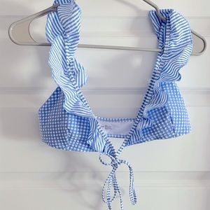 Blue & White Ruffled Aerie Bathing Suit
